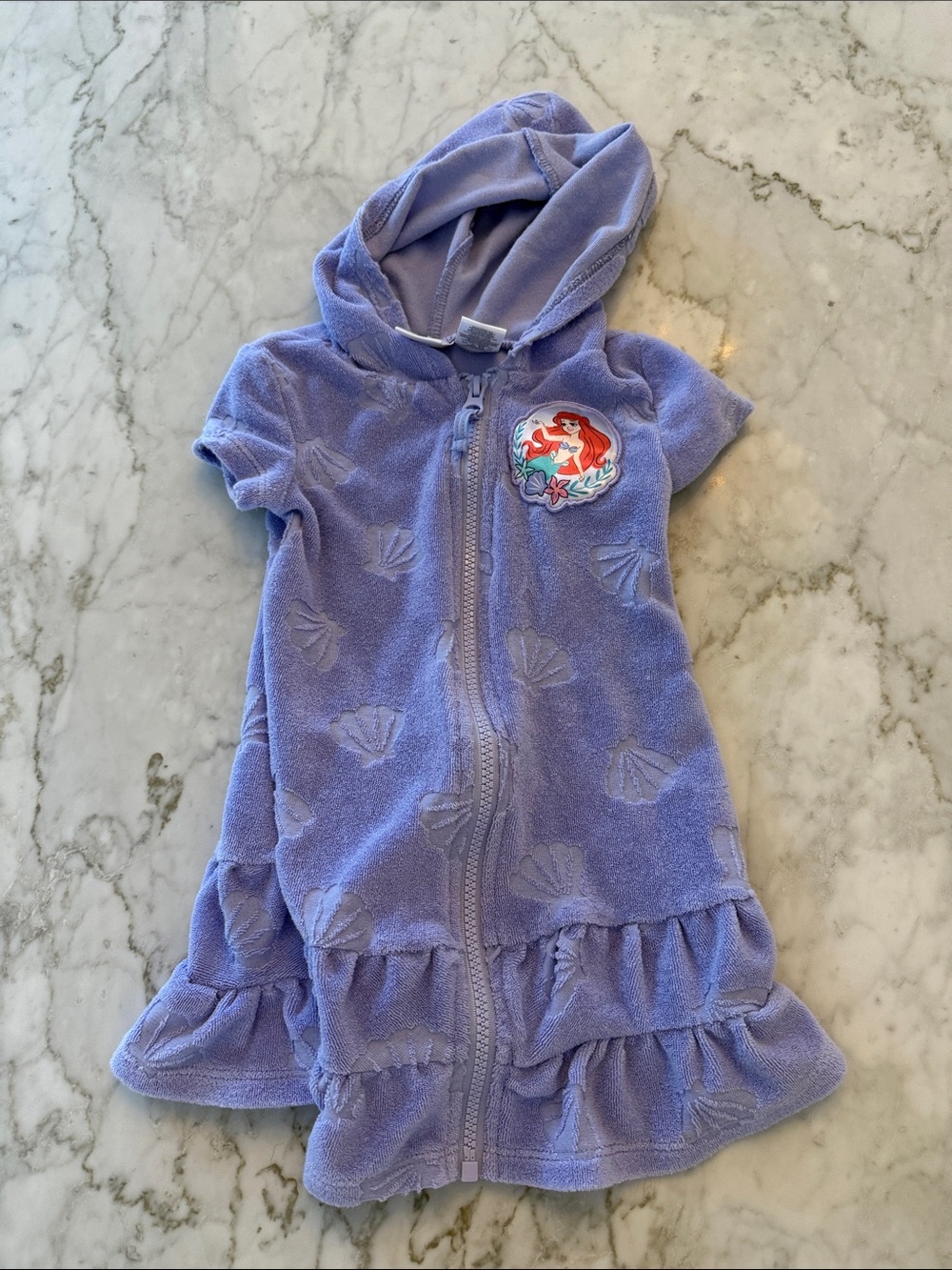 Disney Lavender Ariel Hooded Terry cover up - Little Mermaid Patch